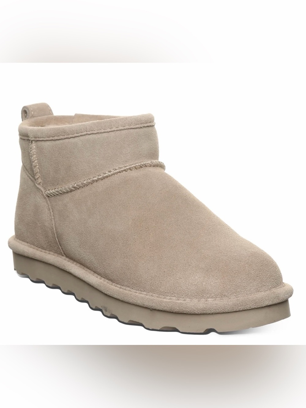 BearPaw Women's Short Suede Slip-On Boot in Mushroom Size 10